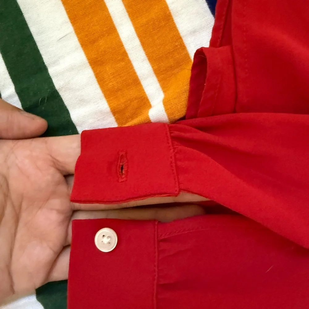 LOFT Red Ruffle Blouse - Picture 6 of 6